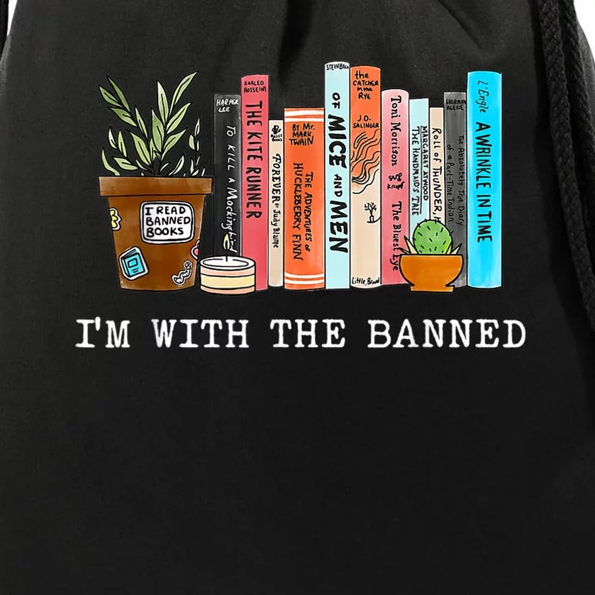 I'm With The Banned Books I Read Banned Books Lovers Drawstring Bag