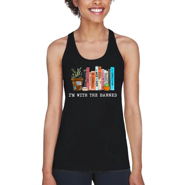 I'm With The Banned Books I Read Banned Books Lovers Women's Racerback Tank