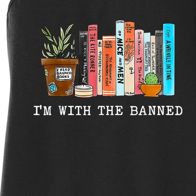 I'm With The Banned Books I Read Banned Books Lovers Women's Racerback Tank