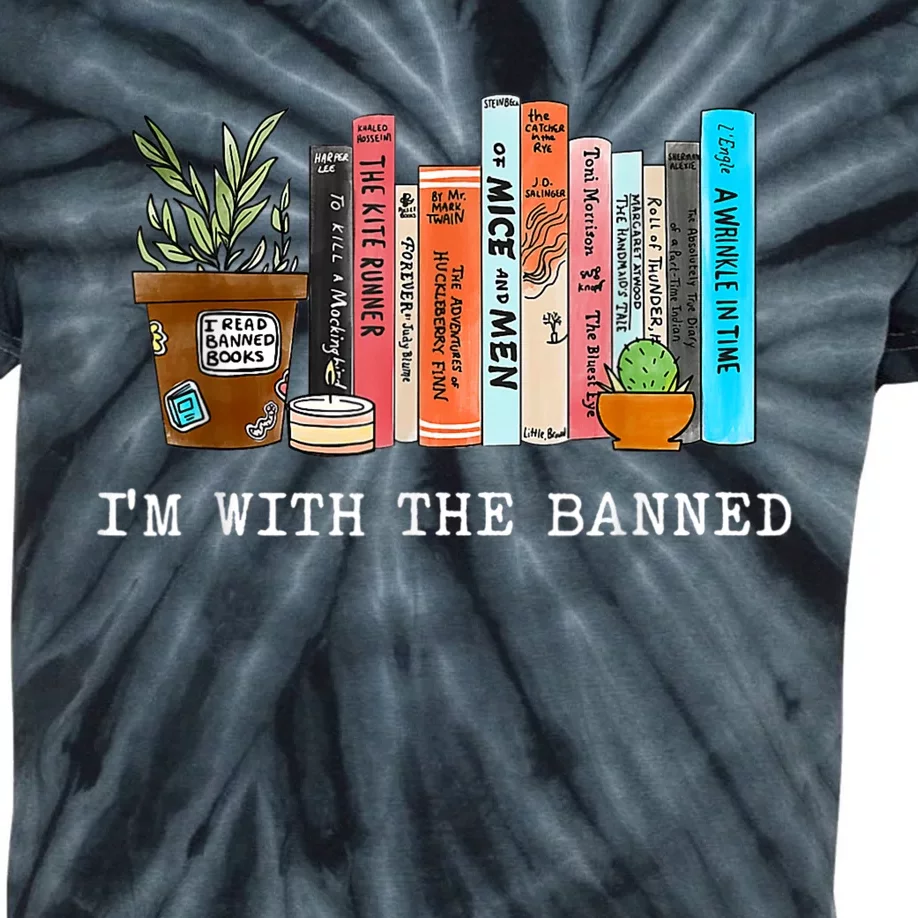 I'm With The Banned Books I Read Banned Books Lovers Kids Tie-Dye T-Shirt