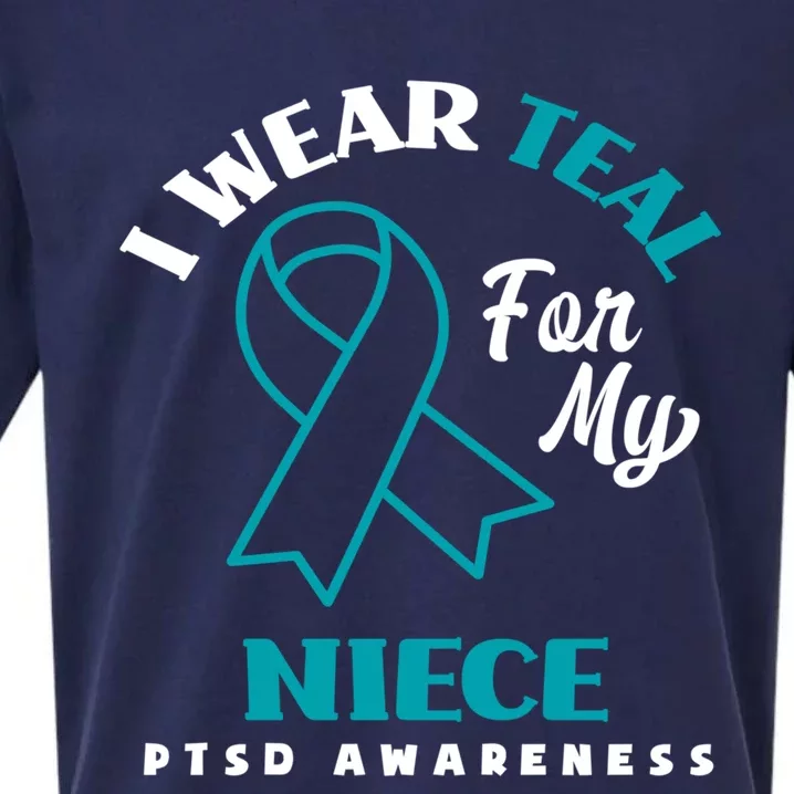 I Wear Teal For My Niece Ptsd Awareness Gift Sueded Cloud Jersey T-Shirt