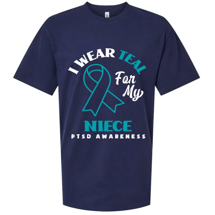 I Wear Teal For My Niece Ptsd Awareness Gift Sueded Cloud Jersey T-Shirt