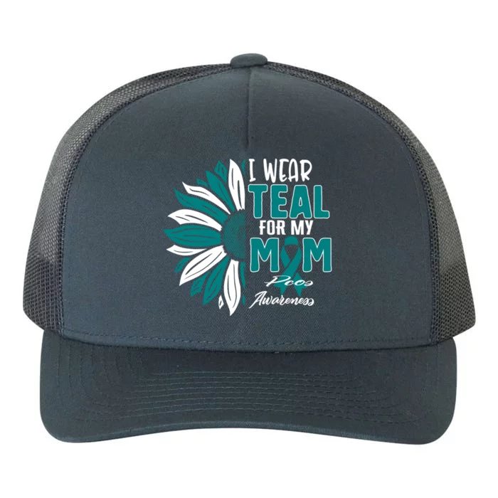 I Wear Teal For My Mom Pcos Awareness Ribbon Sunflower Mothe Gift Yupoong Adult 5-Panel Trucker Hat