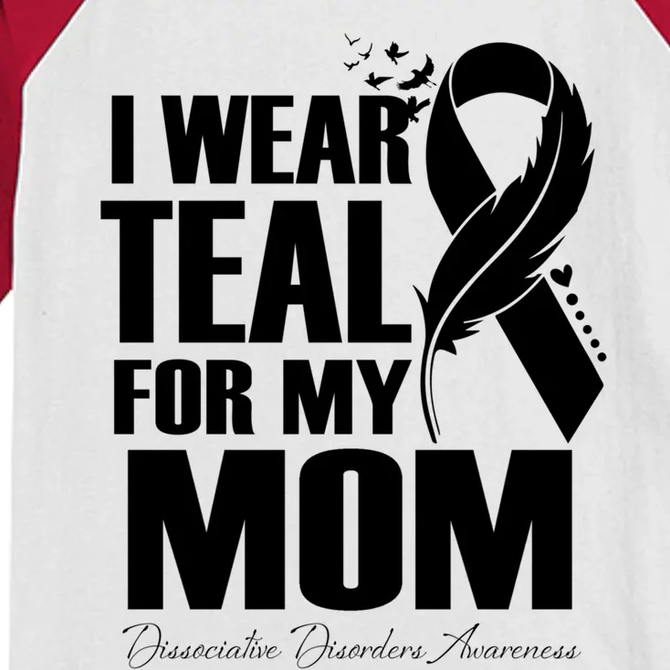 I Wear Teal For My Mom Dissociative Disorders Awareness Meaningful Gift Kids Colorblock Raglan Jersey