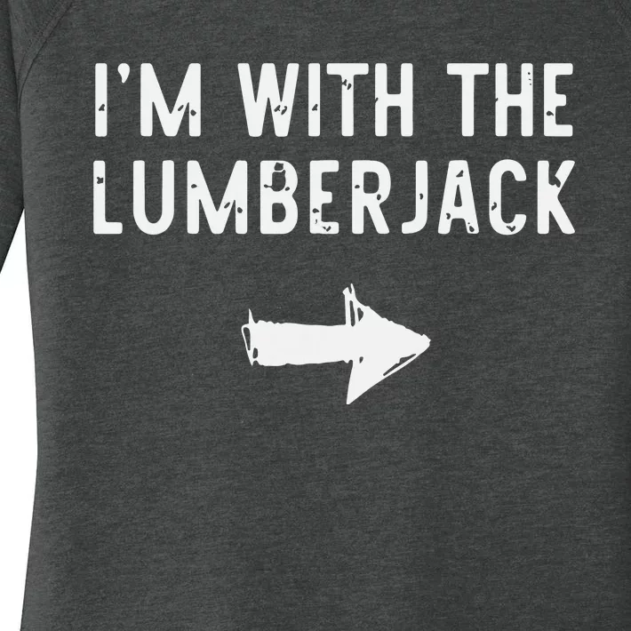 I'm With The Lumberjack Costume Halloween Matching Couple Women's Perfect Tri Tunic Long Sleeve Shirt