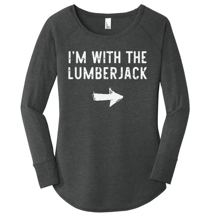 I'm With The Lumberjack Costume Halloween Matching Couple Women's Perfect Tri Tunic Long Sleeve Shirt