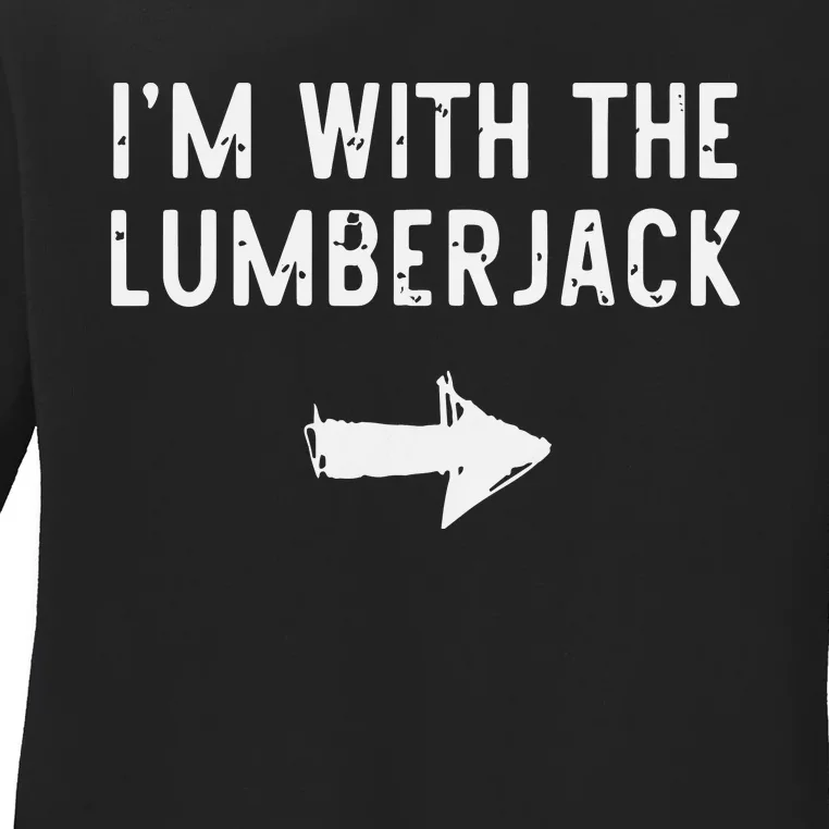 I'm With The Lumberjack Costume Halloween Matching Couple Ladies Long Sleeve Shirt