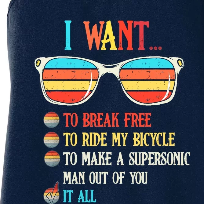 I Want To Break Free To Ride My Bicycle It All Women's Racerback Tank