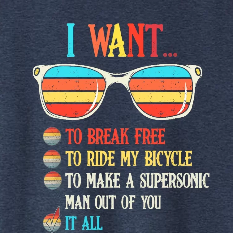 I Want To Break Free To Ride My Bicycle It All Women's Crop Top Tee