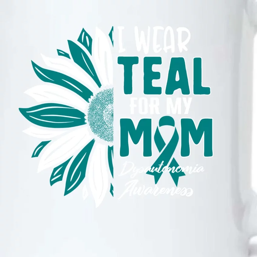 I Wear Teal For My Mom Dysautonomia Awareness Ribbon Sunflow Gift Black Color Changing Mug