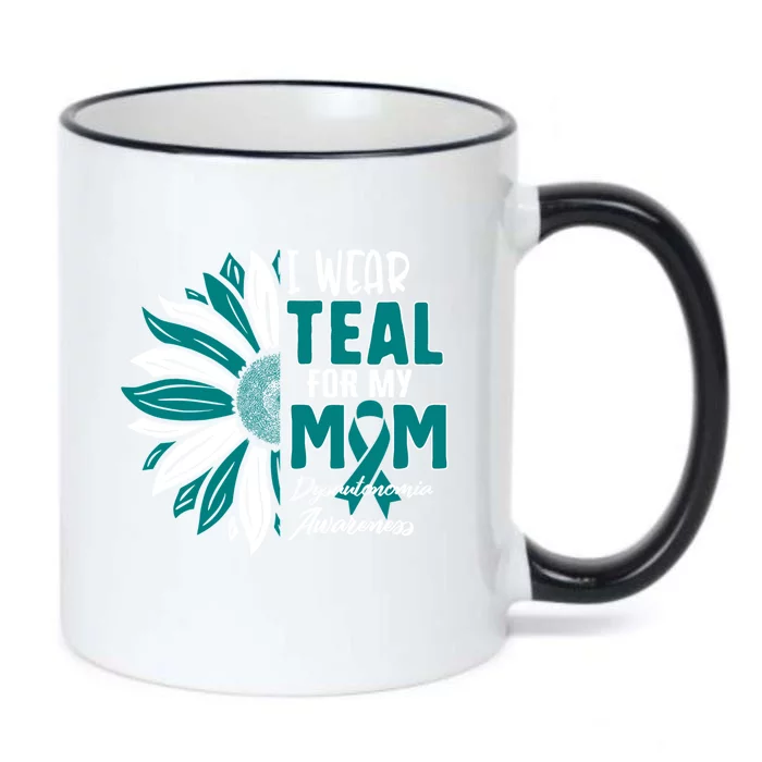 I Wear Teal For My Mom Dysautonomia Awareness Ribbon Sunflow Gift Black Color Changing Mug