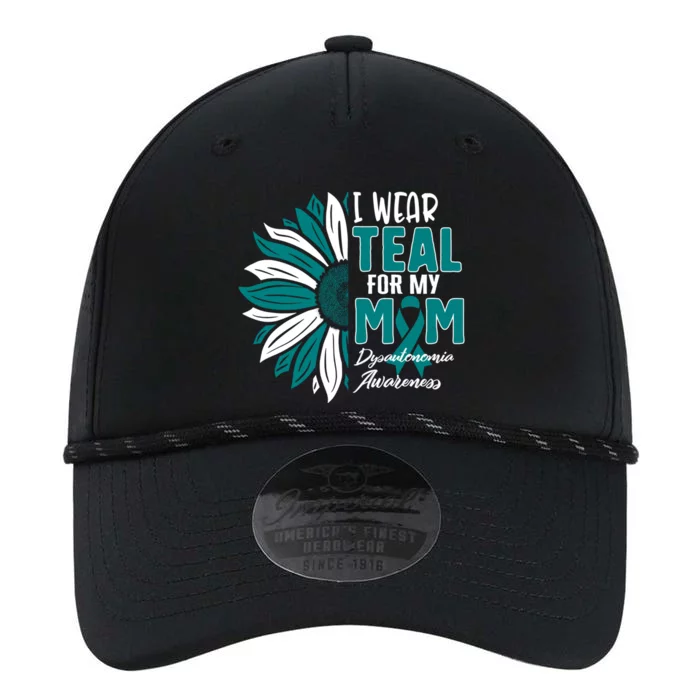 I Wear Teal For My Mom Dysautonomia Awareness Ribbon Sunflow Gift Performance The Dyno Cap