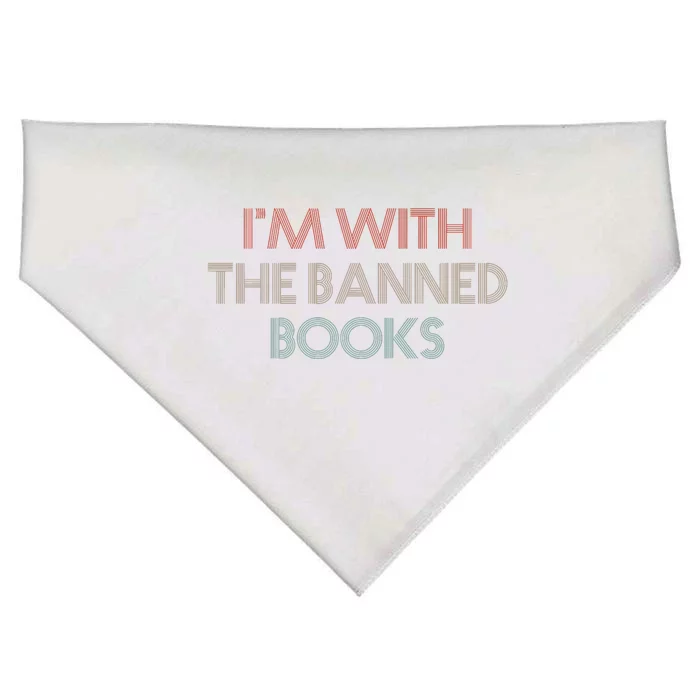 Im With The Banned Books Read Banned Books Vintage Retro USA-Made Doggie Bandana