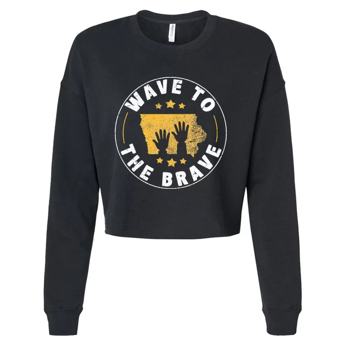 Iowa Wave To The Brave Football Childrens Hospital Cropped Pullover Crew