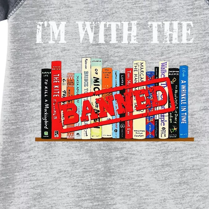 Im With The Banned Funny Book Readers I Read Banned Books Infant Baby Jersey Bodysuit