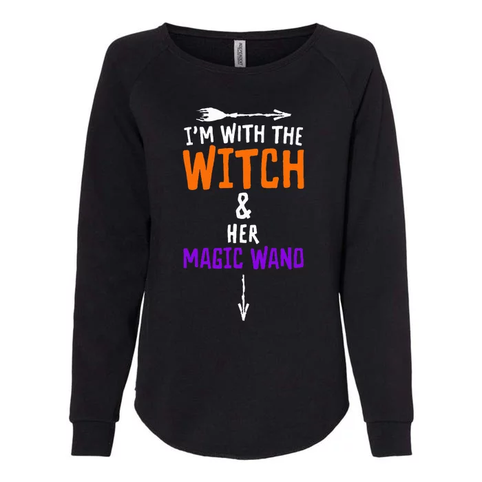 I'm With The Witch And Her Magic Wand Halloween Womens California Wash Sweatshirt