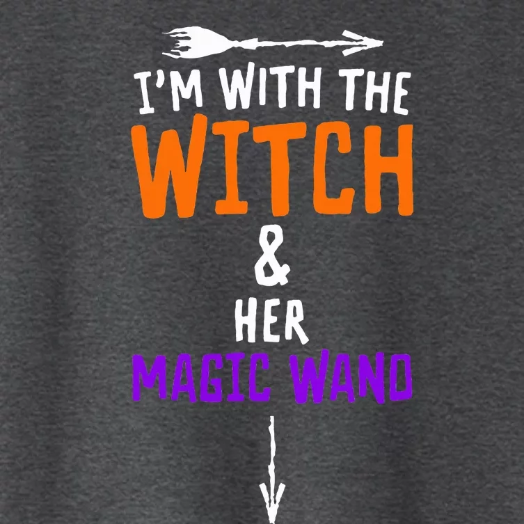 I'm With The Witch And Her Magic Wand Halloween Women's Crop Top Tee