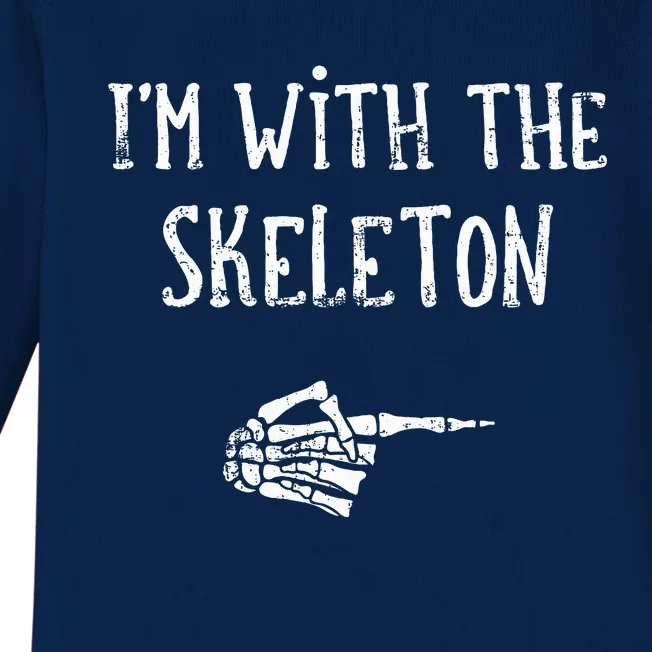 Im With The Skeleton Matching Couple Costume Halloween Baby Long Sleeve Bodysuit