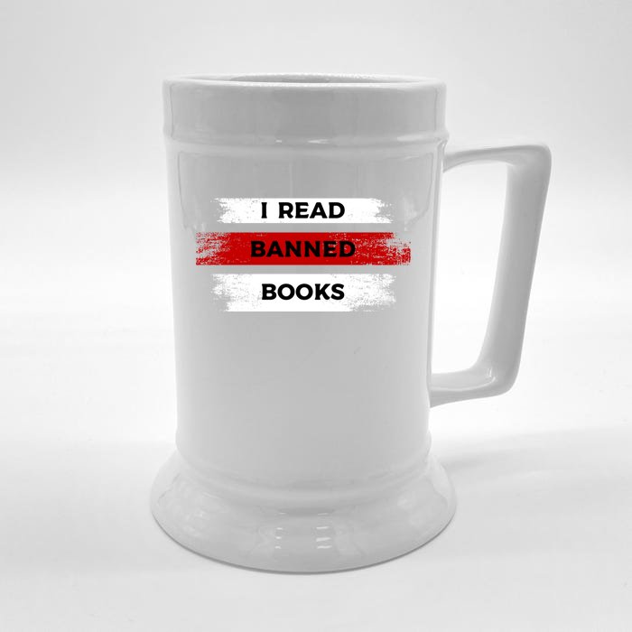 I'm With The Banned Funny Bookworm Banned Book Front & Back Beer Stein