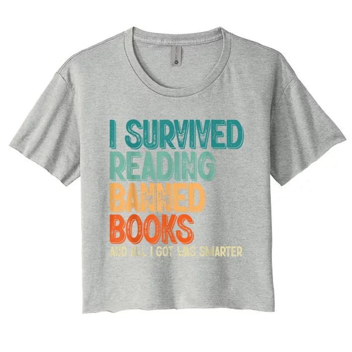 Im With The Banned I Survived Reading Banned Books Women's Crop Top Tee