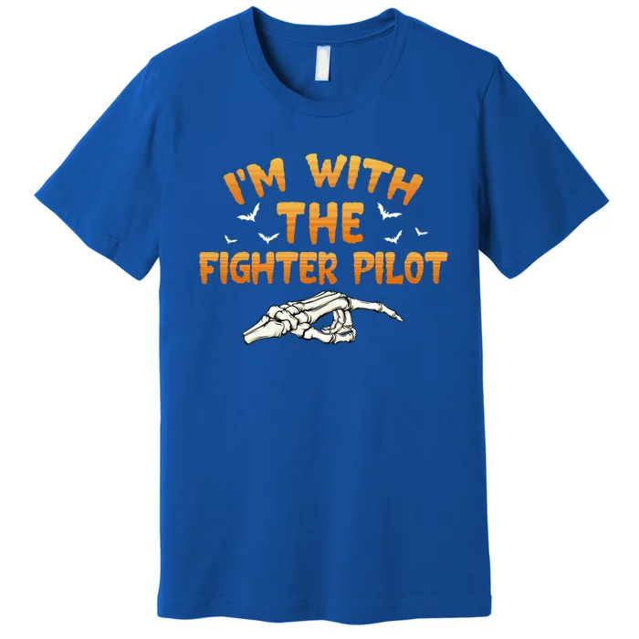 Im With The Fighter Pilot Pilothalloween Couples Costume Gift Premium T-Shirt