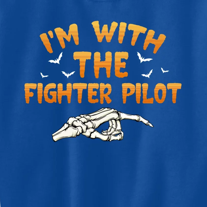 Im With The Fighter Pilot Pilothalloween Couples Costume Gift Kids Sweatshirt