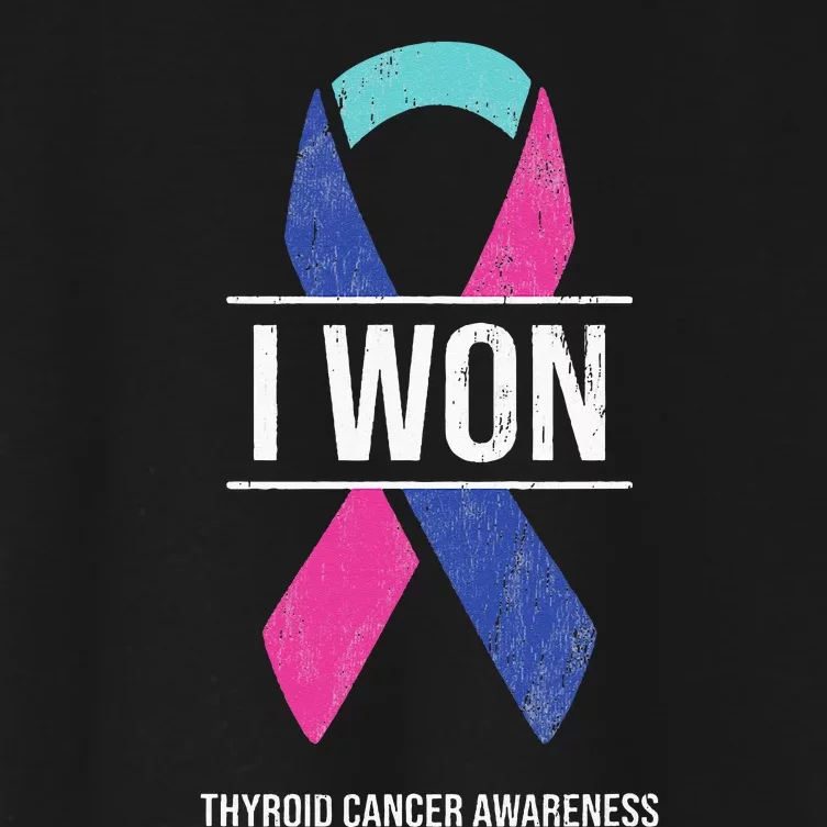 I Won Thyroid Cancer Awareness Thyroid Cancer Ribbon Women's Crop Top Tee