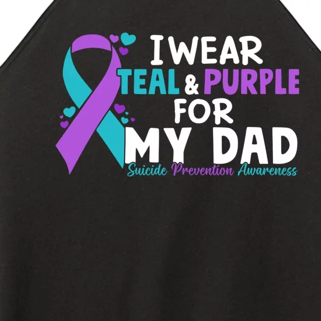 I Wear Teal & Purple For My Dad Suicide Prevention Awareness Women’s Perfect Tri Rocker Tank