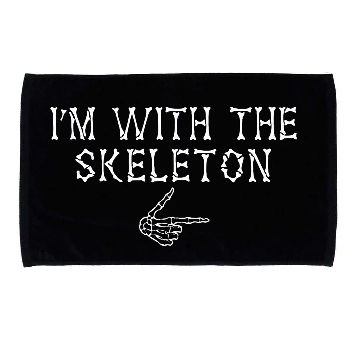 I'm With The Skeleton Funny Matching couple Halloween jokes Microfiber Hand Towel