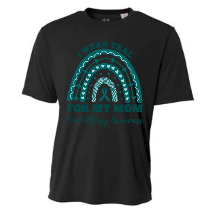 I Wear Teal For My Mom Food Allergy Awareness Rainbow Gift Cooling Performance Crew T-Shirt