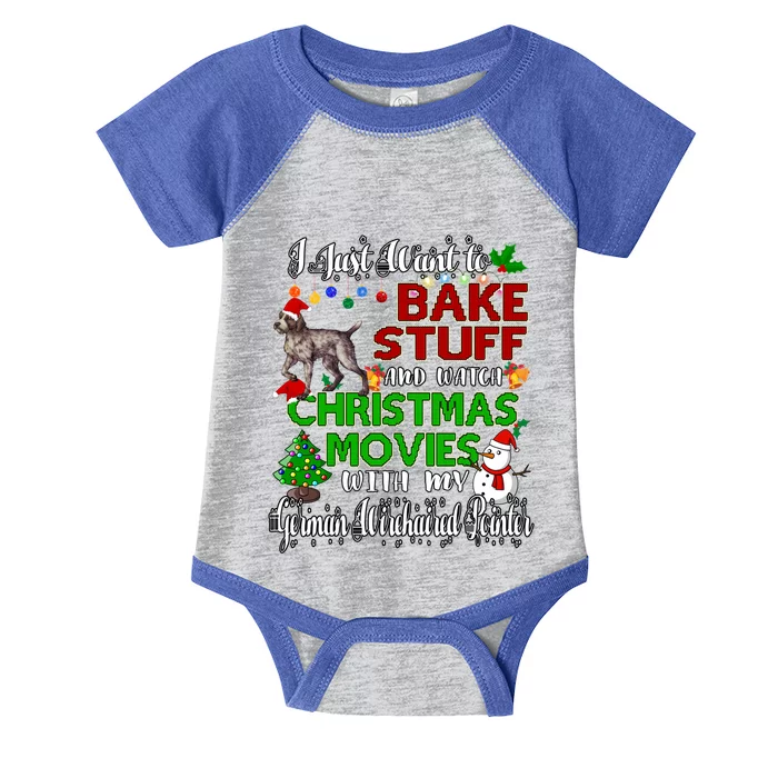 I Want To Bake Stuff And Christmas Ger Wirehaired Pointer Gift Infant Baby Jersey Bodysuit