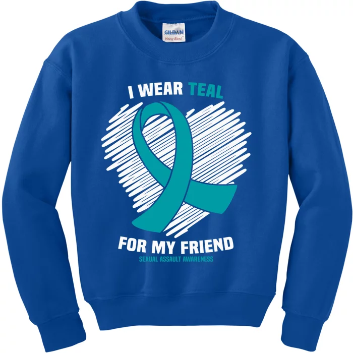 I Wear Teal For My Friend Sexual Assault Awareness Gift Kids Sweatshirt