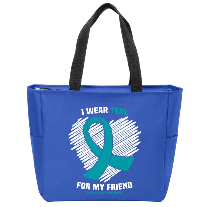 I Wear Teal For My Friend Sexual Assault Awareness Gift Zip Tote Bag