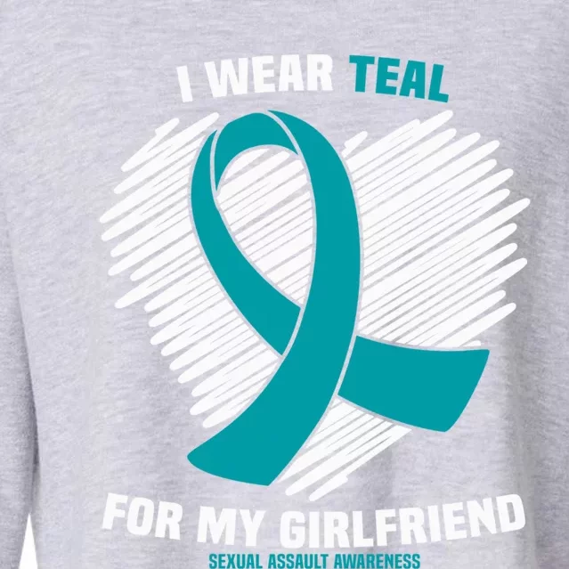 I Wear Teal For My Friend Sexual Assault Awareness Gift Cropped Pullover Crew