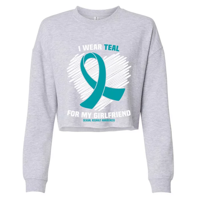 I Wear Teal For My Friend Sexual Assault Awareness Gift Cropped Pullover Crew