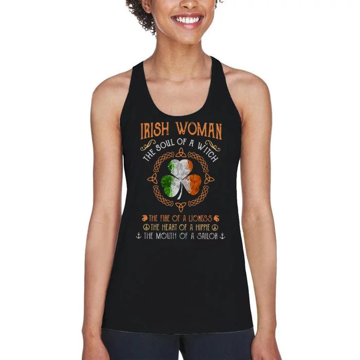 Irish Woman The Soul Of A Witch Rish Woman Rish St Patricks Day Women's Racerback Tank