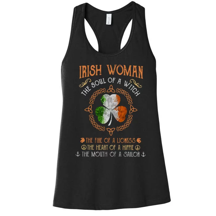 Irish Woman The Soul Of A Witch Rish Woman Rish St Patricks Day Women's Racerback Tank