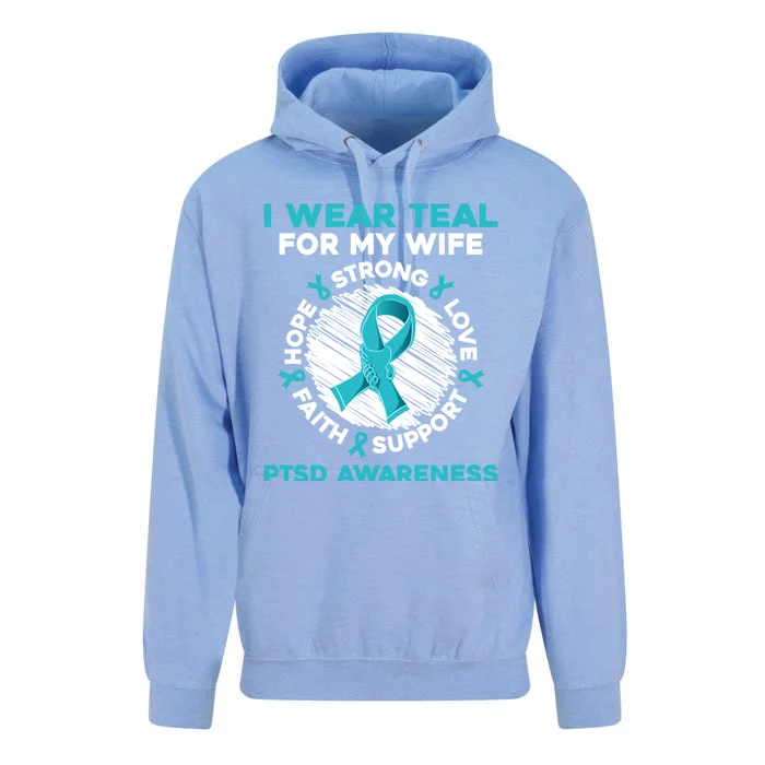 I Wear Teal Wife Ptsd Warrior Ptsd Awareness Present Idea Gift Unisex Surf Hoodie