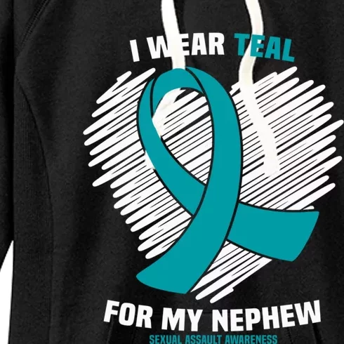 I Wear Teal For My Nephew Sexual Assault Awareness Cute Gift Women's Fleece Hoodie