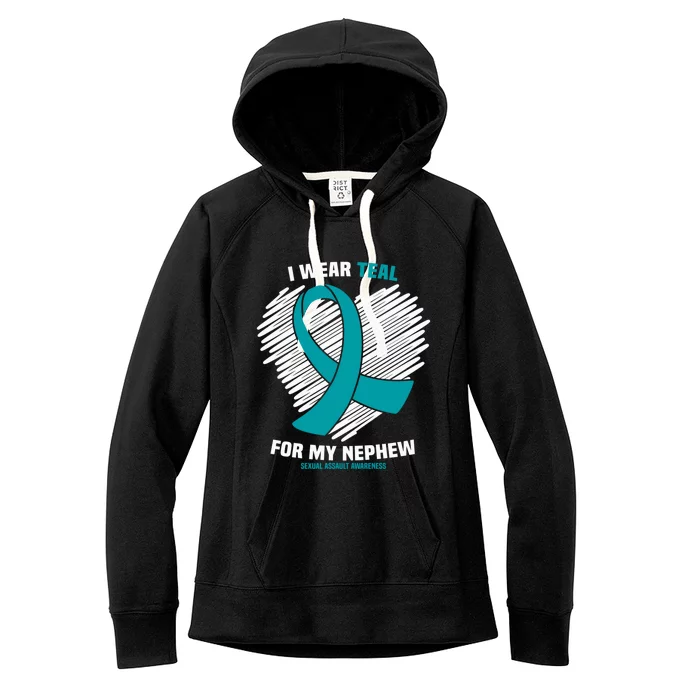 I Wear Teal For My Nephew Sexual Assault Awareness Cute Gift Women's Fleece Hoodie