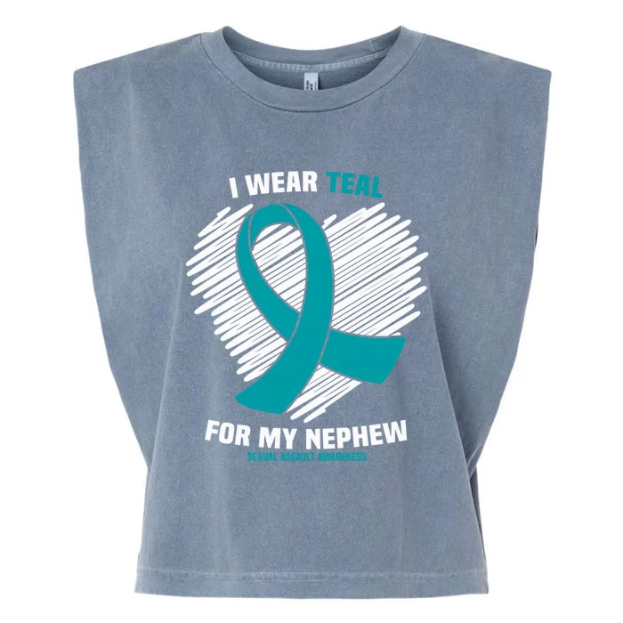 I Wear Teal For My Nephew Sexual Assault Awareness Cute Gift Garment-Dyed Women's Muscle Tee