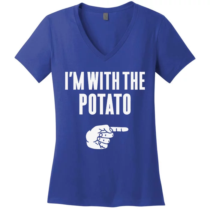 Im With The Potato Funny Halloween Couple Costume Gift Women's V-Neck T-Shirt