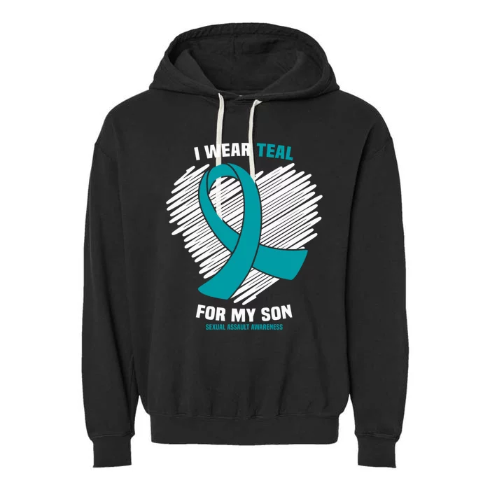 I Wear Teal For My Son Sexual Assault Awareness Meaningful Gift Garment-Dyed Fleece Hoodie