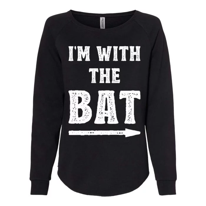 I'm With The Bat Costume Halloween Matching Couple Lazy DIY Womens California Wash Sweatshirt