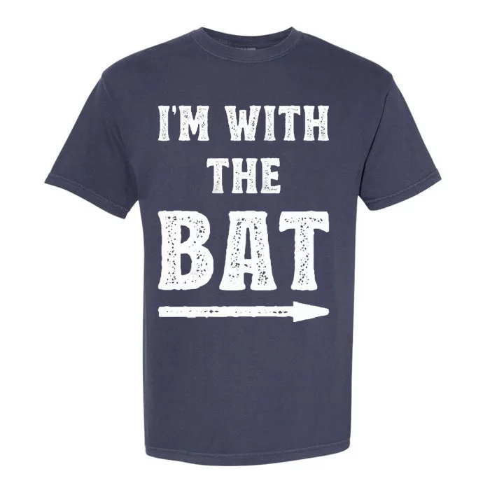 I'm With The Bat Costume Halloween Matching Couple Lazy DIY Garment-Dyed Heavyweight T-Shirt