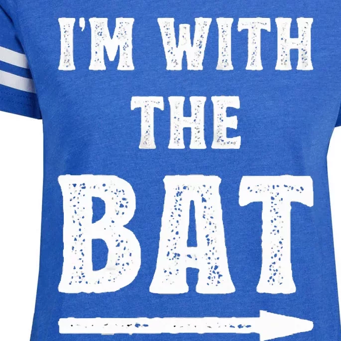 I'm With The Bat Costume Halloween Matching Couple Lazy DIY Enza Ladies Jersey Football T-Shirt