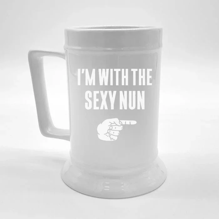 Im With The Sexy Nun Funny Halloween Couple Costume Gift Front & Back Beer Stein