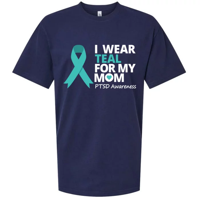 I Wear Teal For My Mom Ptsd Awareness Teal Ribbon Warrior Gift Sueded Cloud Jersey T-Shirt