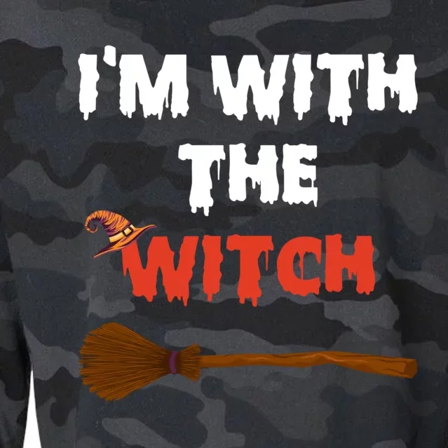 Im With The Witch Funny Halloween Costume Couples Gift Cropped Pullover Crew