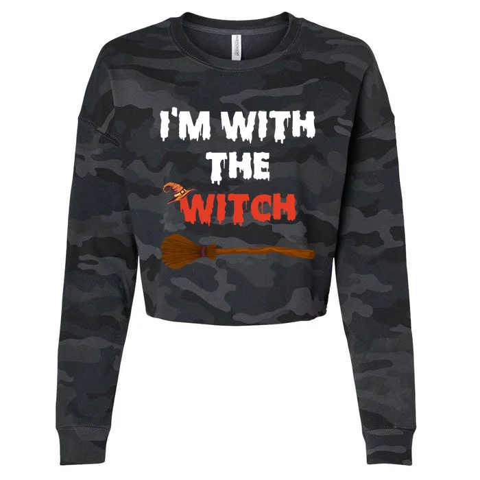 Im With The Witch Funny Halloween Costume Couples Gift Cropped Pullover Crew